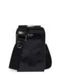 Prada triangle-logo leather phone case - Black