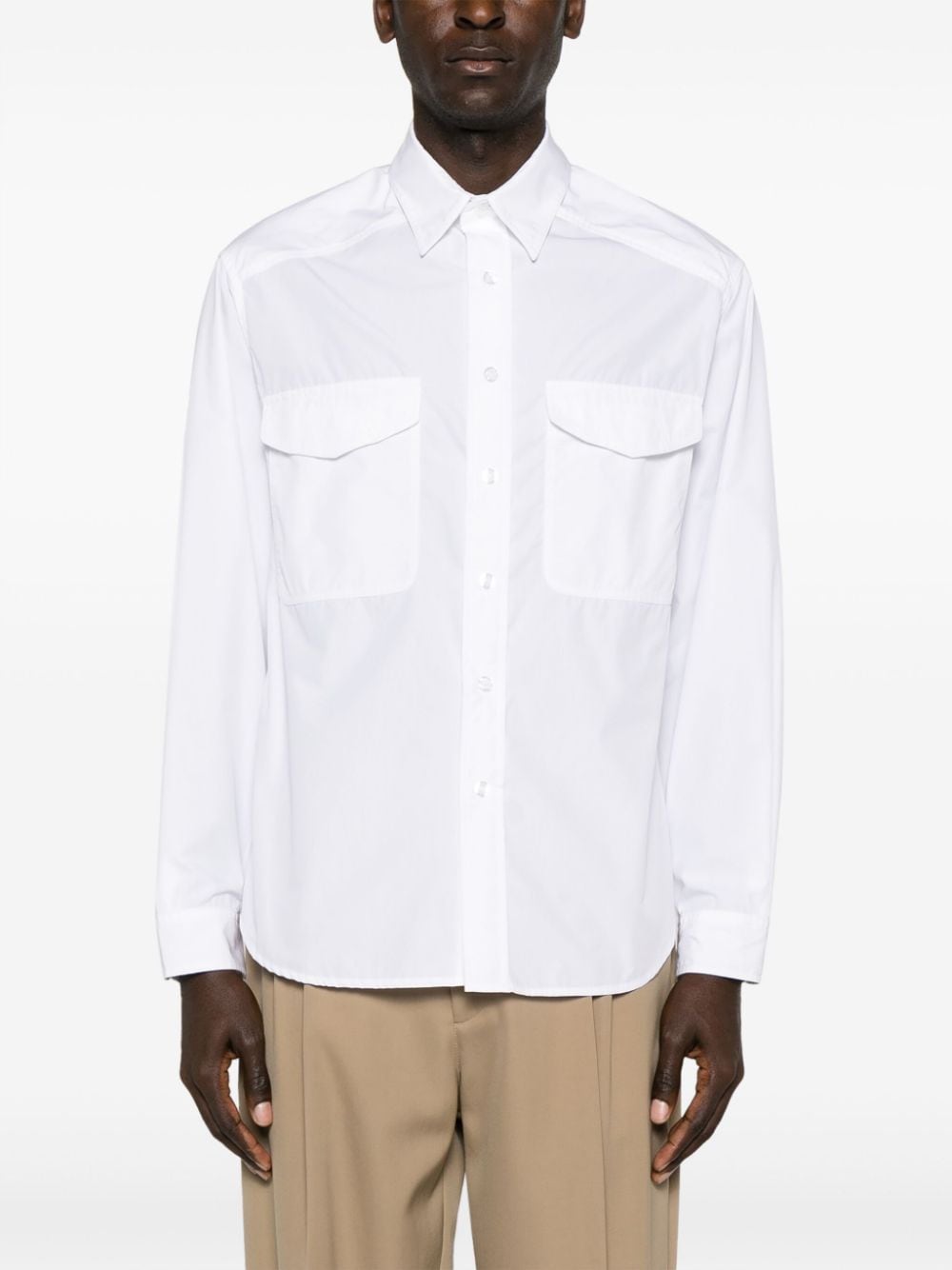 Shop Mordecai Striped-print Poplin Shirt In White