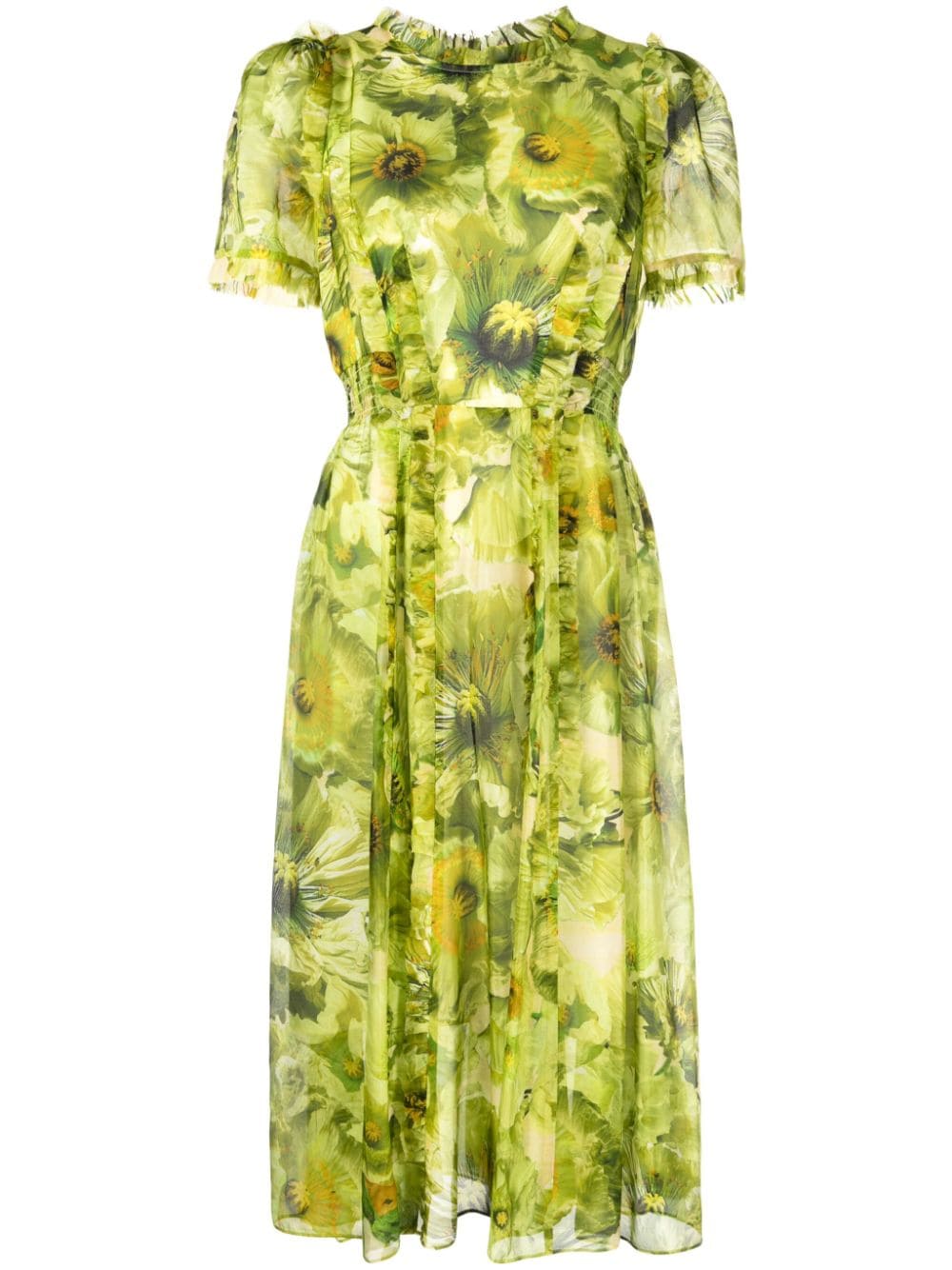 Marchesa Rosa Sedum Floral-print Midi Dress In Green