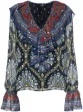 ETRO graphic-print crepe blouse - Blue