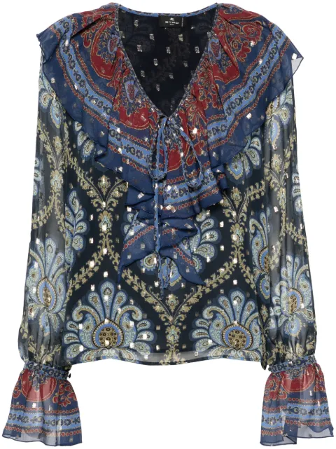 ETRO graphic-print crepe blouse