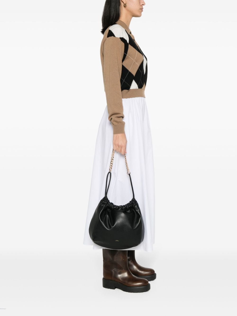Shop Apc Ninon Logo-embossed Shoulder Bag In 黑色