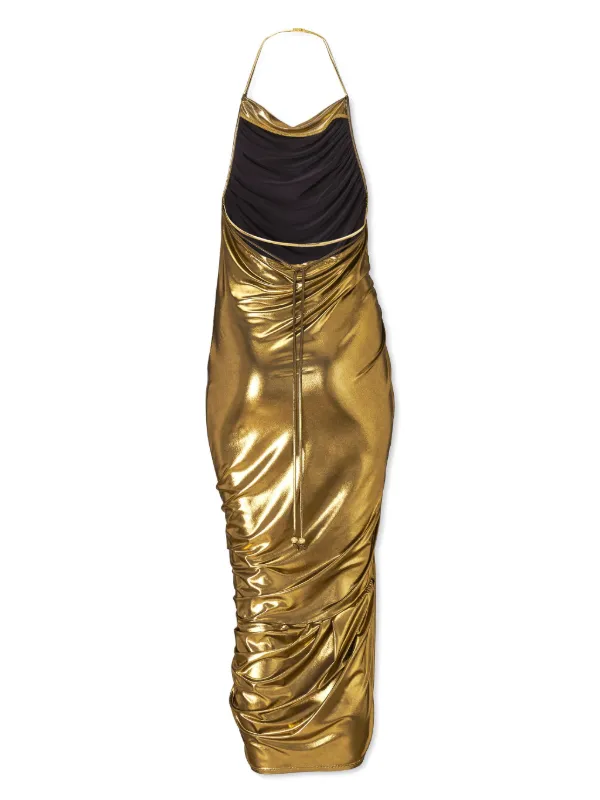 chinese dress ladies Gisella Metallic Halter Maxi Dress – VICI main image 1