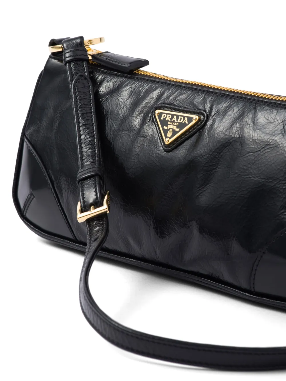 Shop Prada Small Re-edition 2002 Leather Shoulder Bag In Black