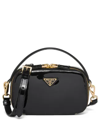 【お気にいる】 Prada Odette エナメルレザー ハンドバッグ | ブラック バッグ