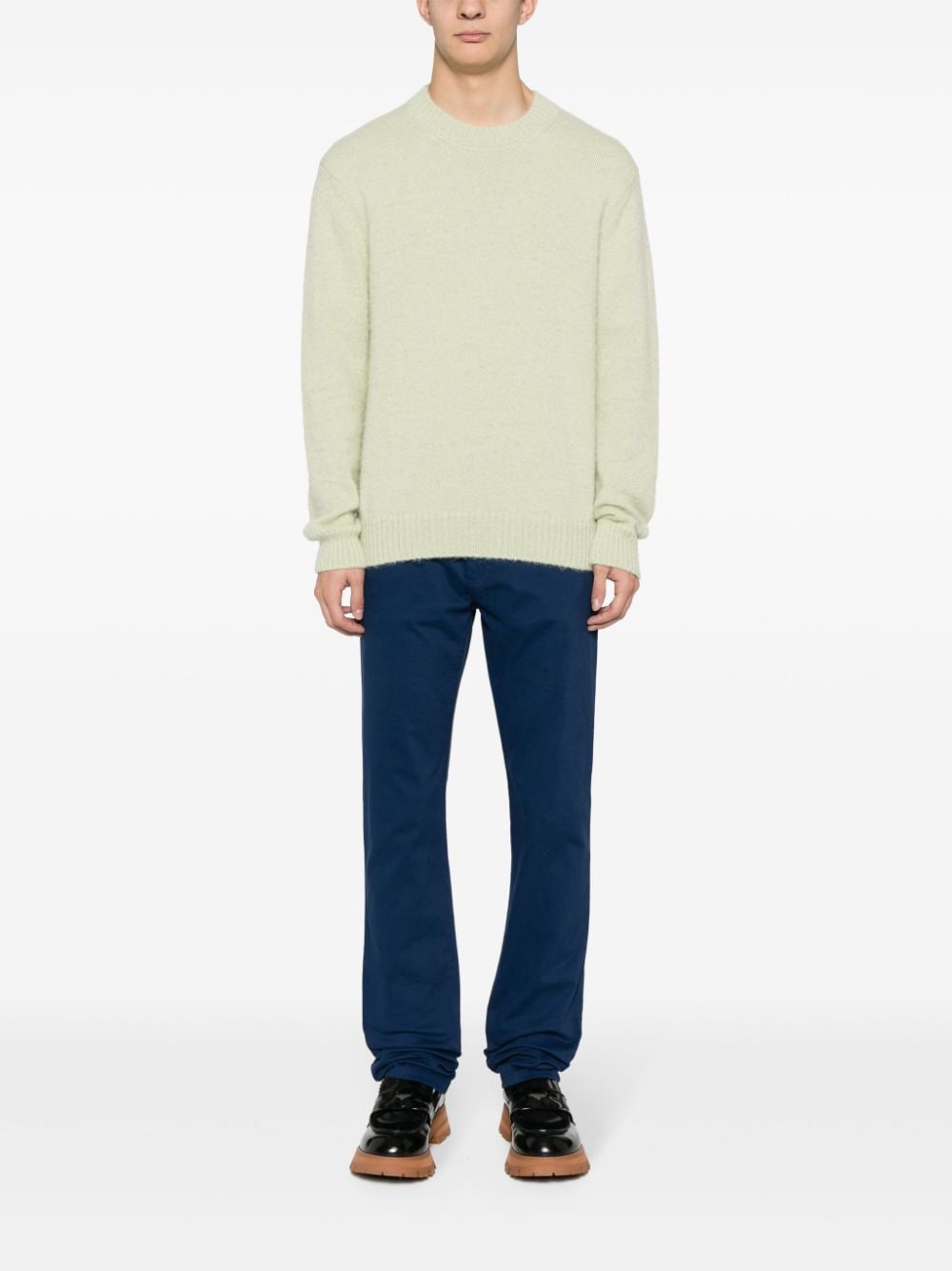 Shop Zegna Cotton Straight-leg Trousers In Blue
