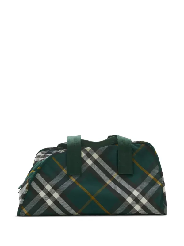 【関税&送料込み】Burberry Medium Duffle Bag Burberry Medium Shield check-pattern Duffle Bag | Green