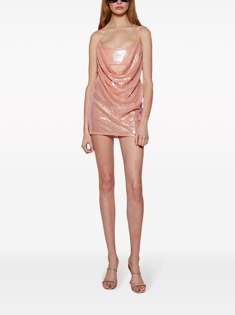 Shop Alex Perry Sequin-embellished Draped Minidress In Pink