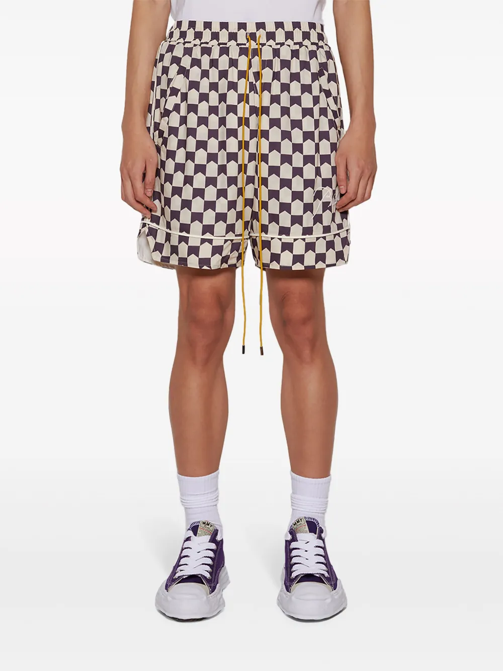  Rhude Check-pattern Track Shorts - Brown 