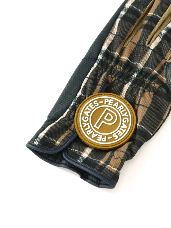【PEARLY GATES】Men's Logo Printing One-Handed Gloves PEARLY GATES logo-appliqué Plaid Gloves | Black | FARFETCH