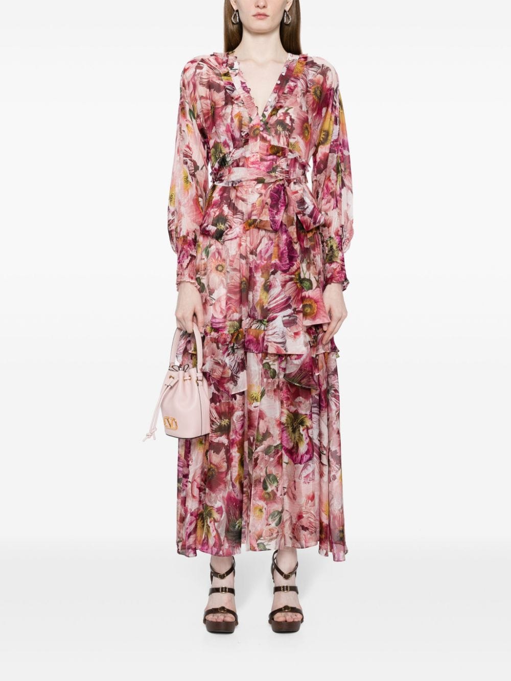 Marchesa Rosa Leilani floral-print maxi dress - Roze