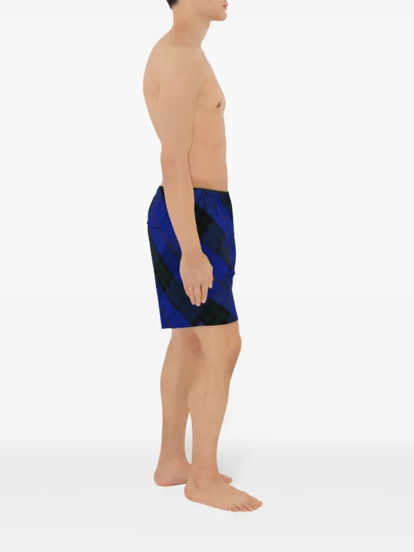 Burberry Checkered Twill Swim Shorts | Black | FARFETCH
