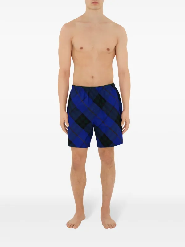 Burberry Checkered Twill Swim Shorts | Black | FARFETCH