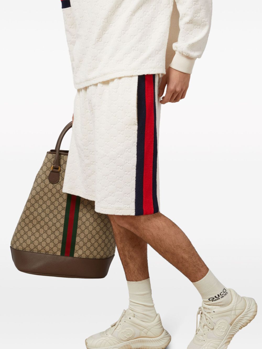 Shop Gucci Double G Cotton Shorts In White