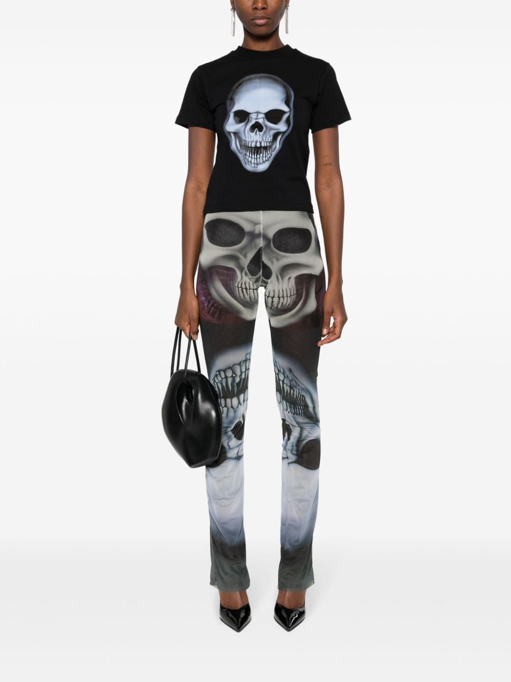 Shop Ottolinger Skull-print Organic-cotton T-shirt In Black