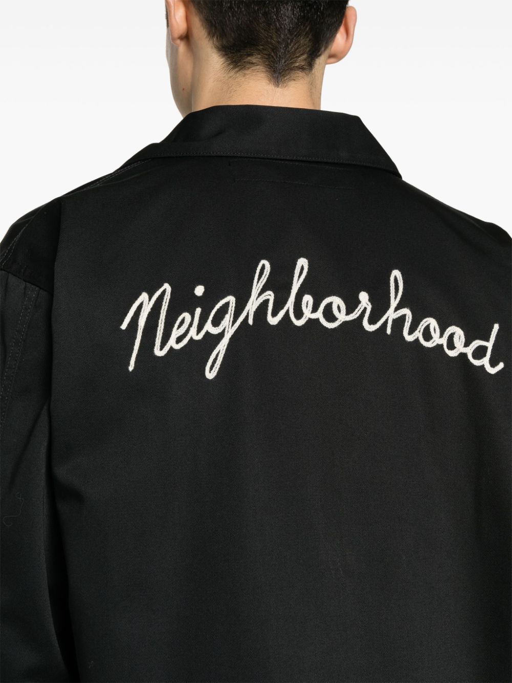 Neighborhood x Dickies cargo shirtjack met geborduurd logo Zwart