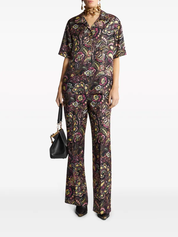 ETRO twill-print straight-legged Trousers | Black | FARFETCH JO