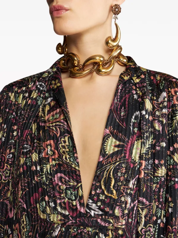 ワンピース ETRO DRESS (WRHA043399SP4G5 X0865) ETRO floral-print silk-blend Dress | Black | FARFETCH CA