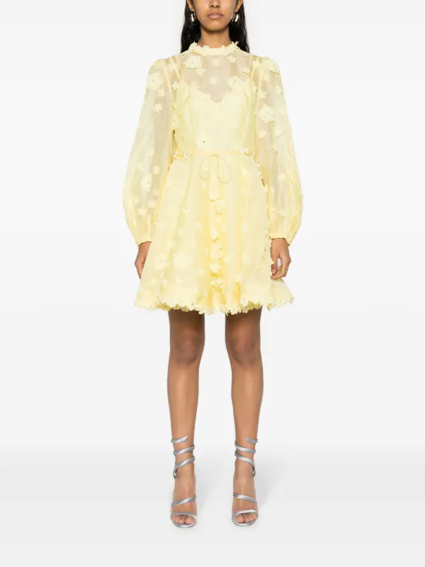 knee length dresses for ladies Matchmaker Floral Linen Mini Dress by Zimmermann for Hire| High St. Hire main image 1