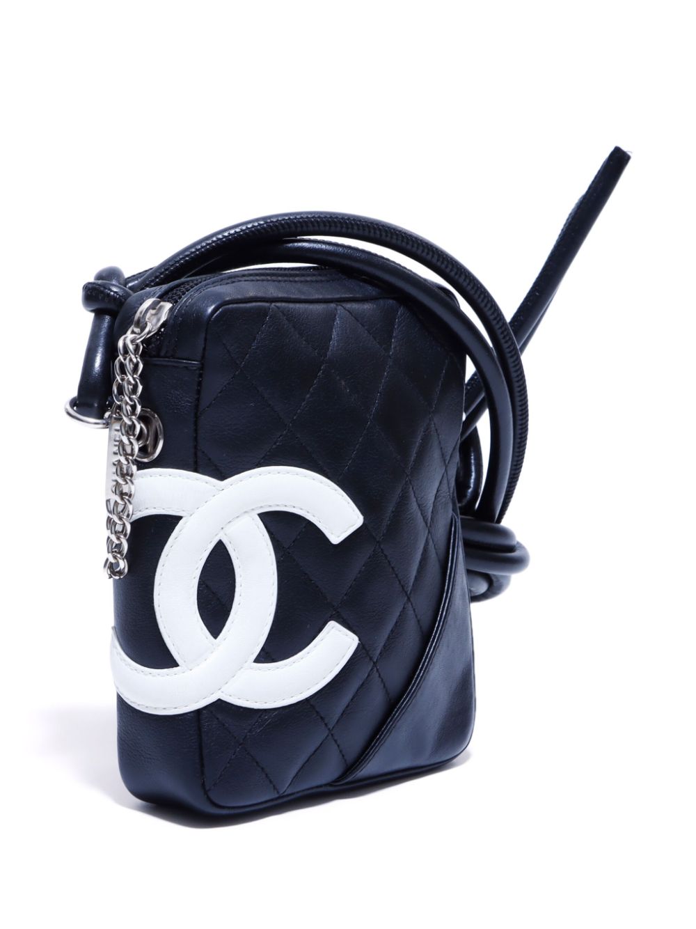 Pre-owned Chanel Cambon Line 迷你拉链斜挎包（2004-2005年典藏款） In Black