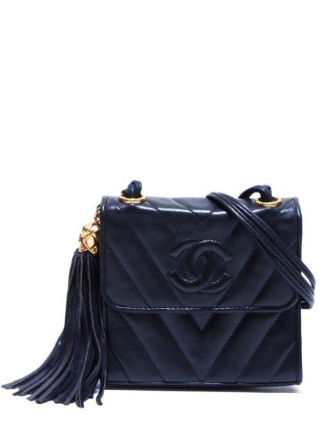 Cheap HOT SALE CHANEL 1989-1991 Chevron CC-stitch flap shoulder bag Women