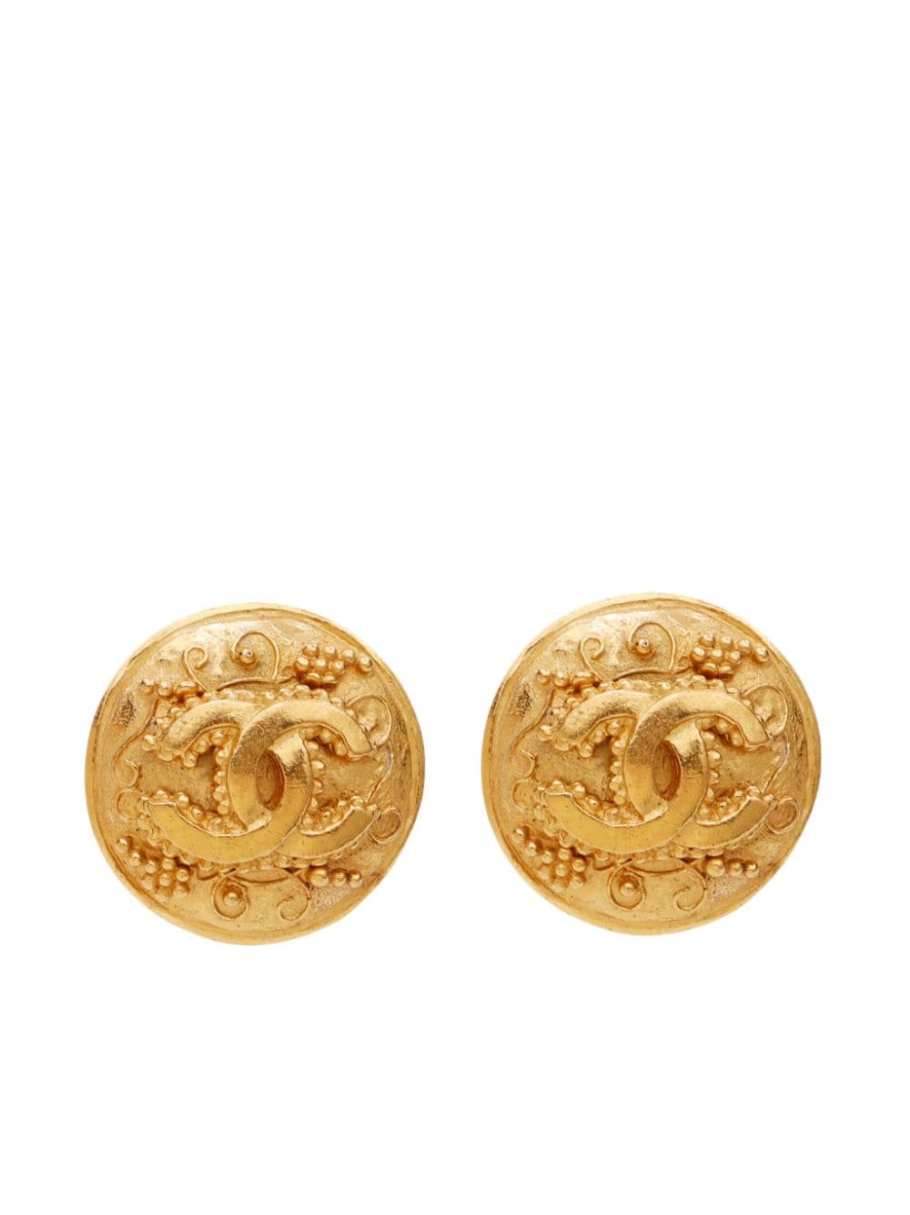 Pre-owned Chanel 1996 Cc-logo Clip-on Earrings In Gold