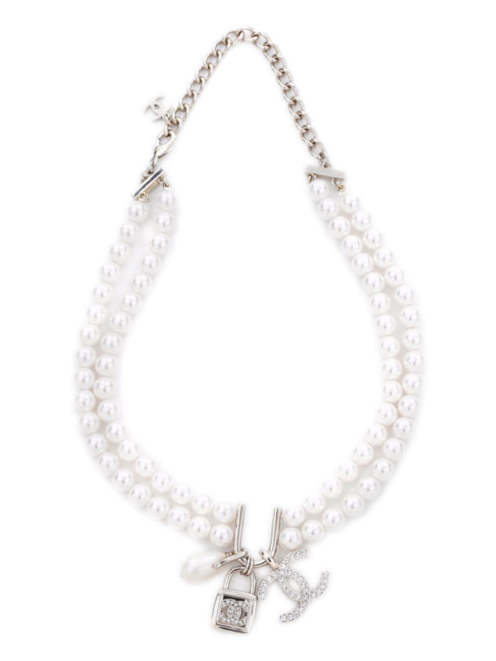 CHANEL Pre-Owned 2023 CC-logo pearl necklace - Wit