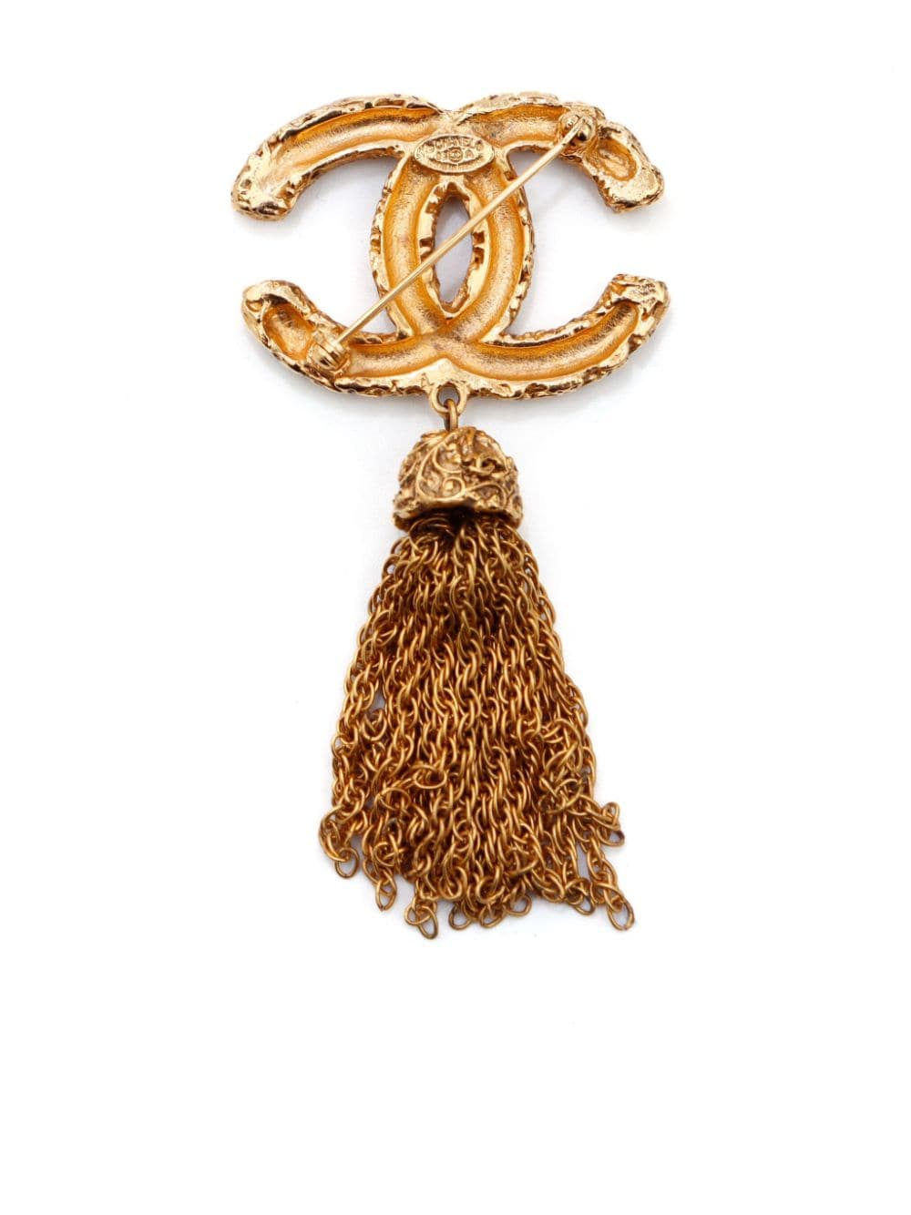 Pre-owned Chanel 1997 Cc-logo Tassel Brooch In Gold