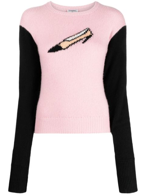 HOT SALE CHANEL 1995 cashmere intarsia jumper Women