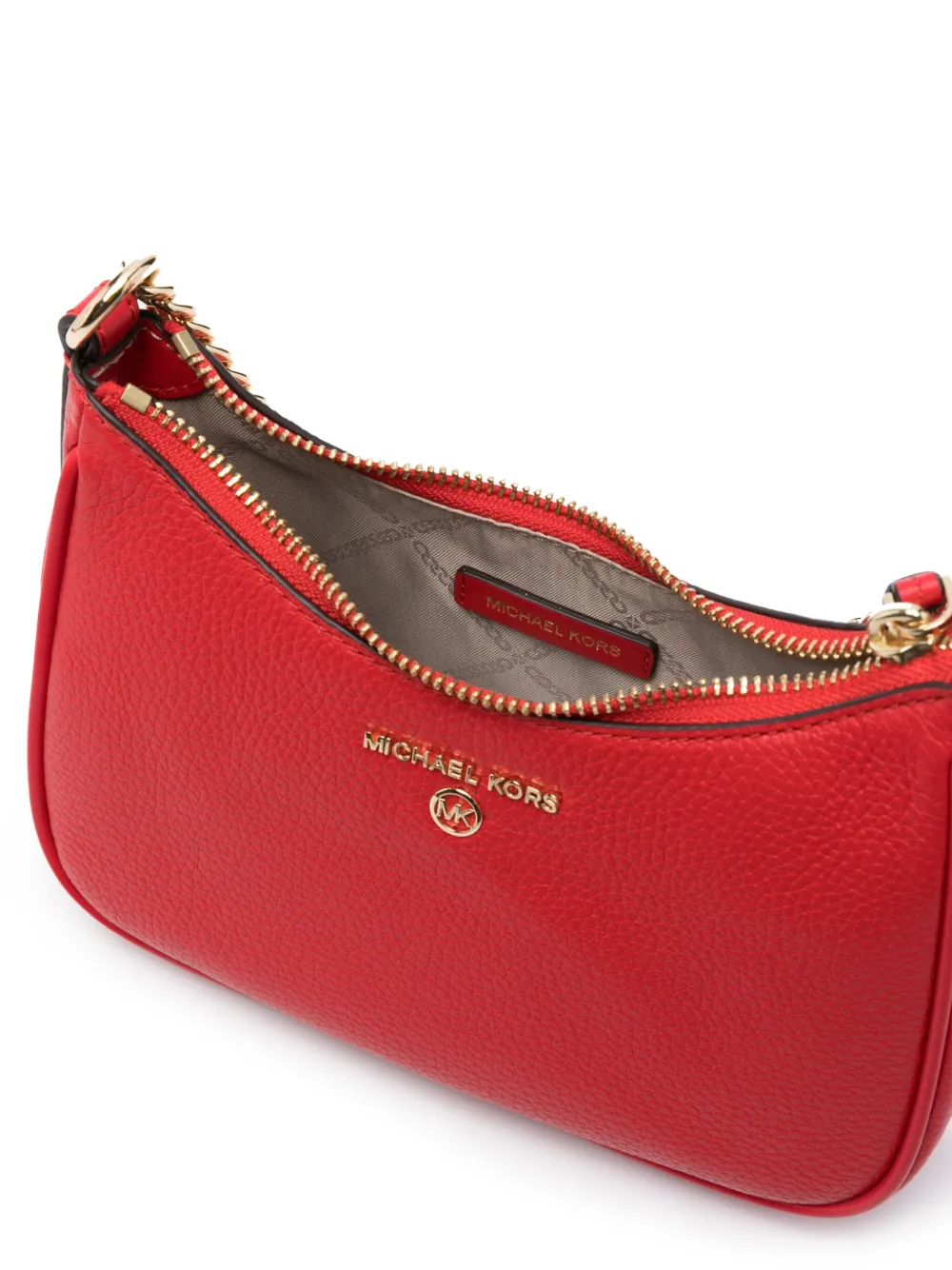 Shop Michael Michael Kors Jet Set Leather Shoulder Bag In Red