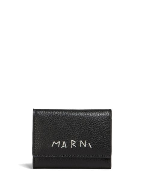 Marni embroidered-logo leather key case