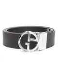Giorgio Armani wavy-embossed leather belt - Brown