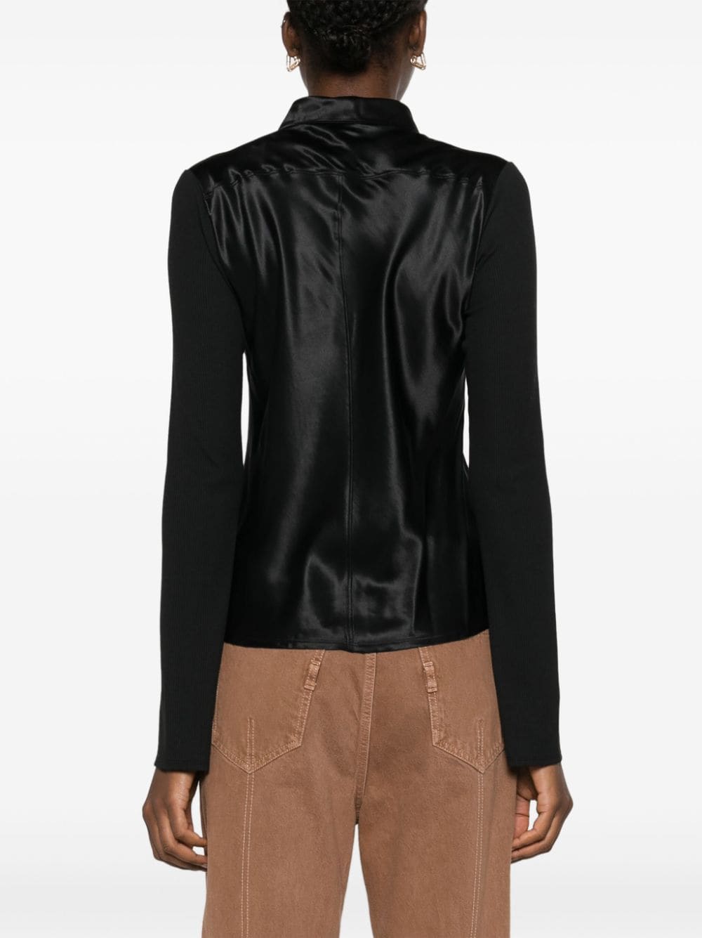 Shop Rag & Bone Satin-panels Ribbed Shirt In Black