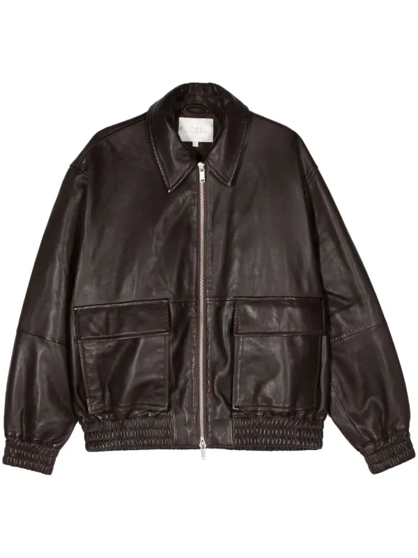Studio Nicholson Piston Leather zip-up Jacket | Brown | FARFETCH