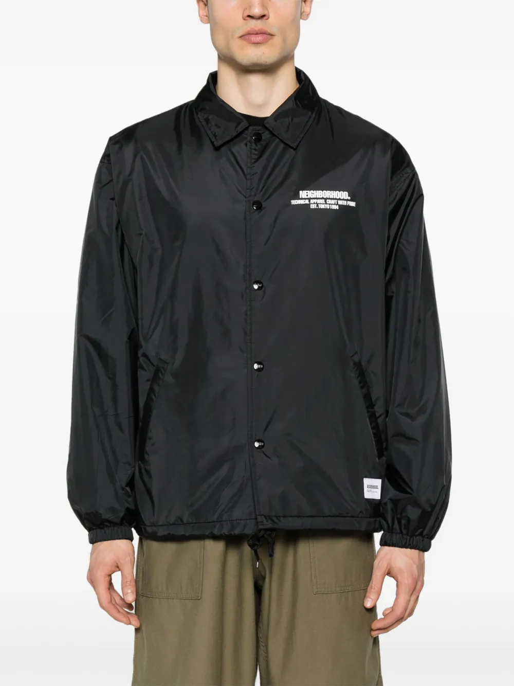 Shop Neighborhood Logo-print Windbreaker Jacket In Black