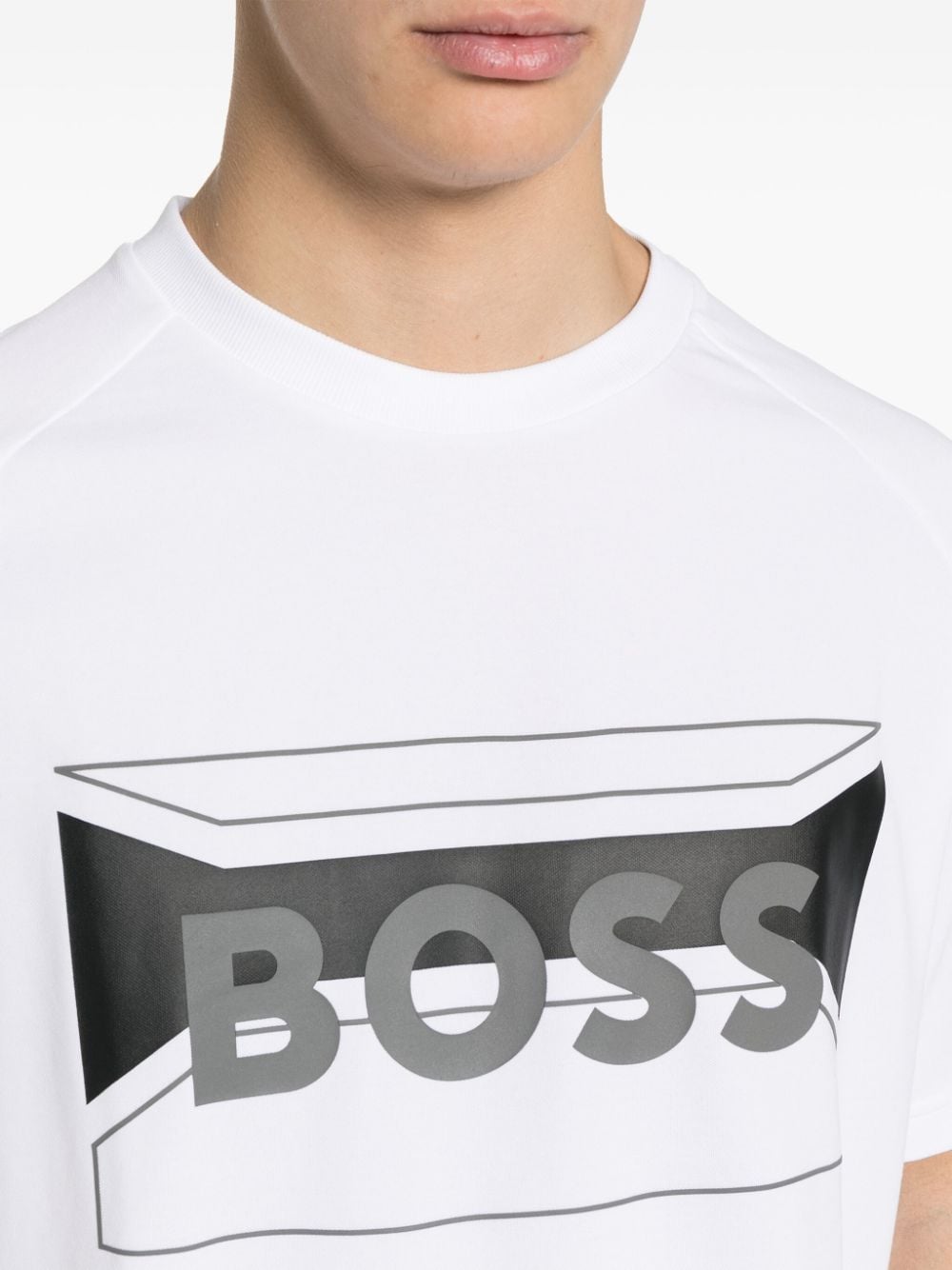 Shop Hugo Boss Logo-print T-shirt In White