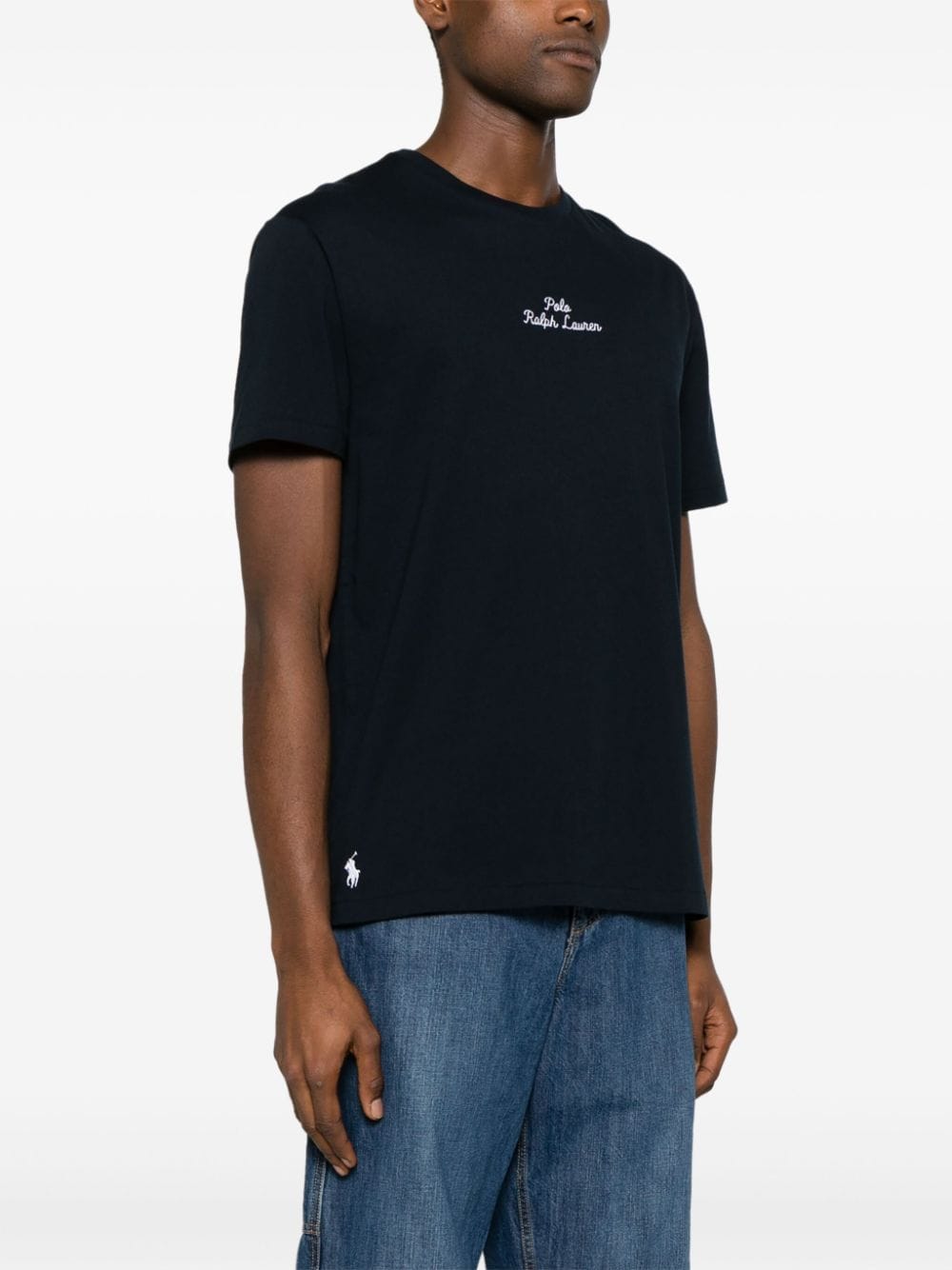 Shop Polo Ralph Lauren Logo-embroidered Cotton T-shirt In Blue