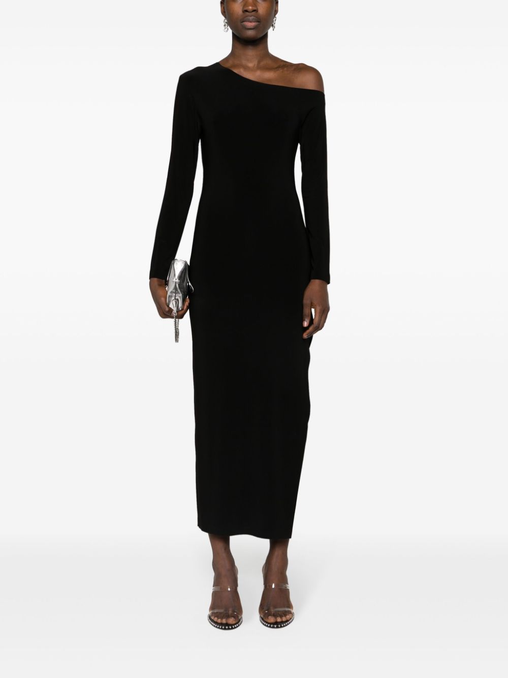 Shop Norma Kamali One-shoulder Column Maxi Dress In Black