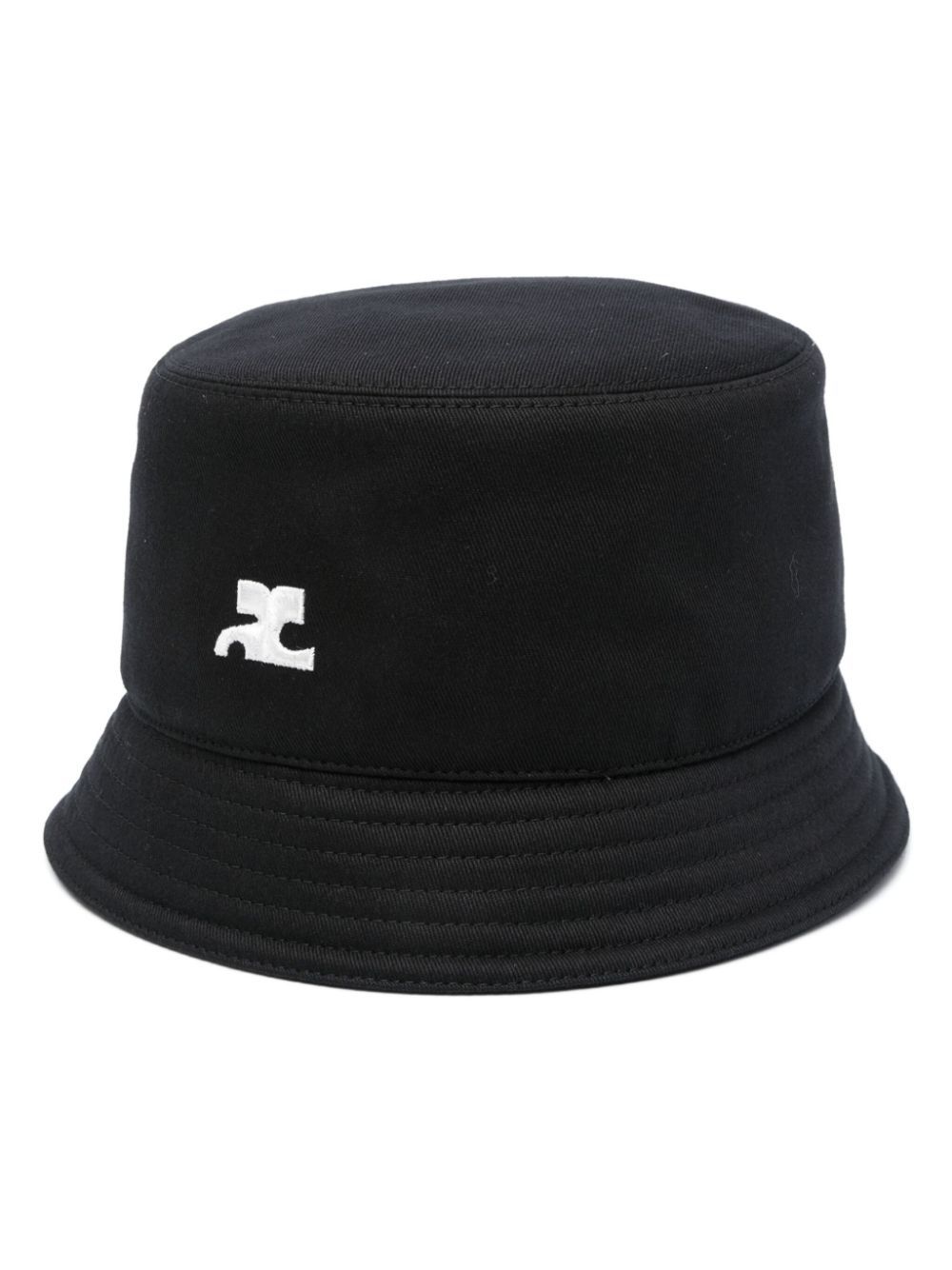 Courrèges Signature Logo-appliqué Bucket Hat In Black