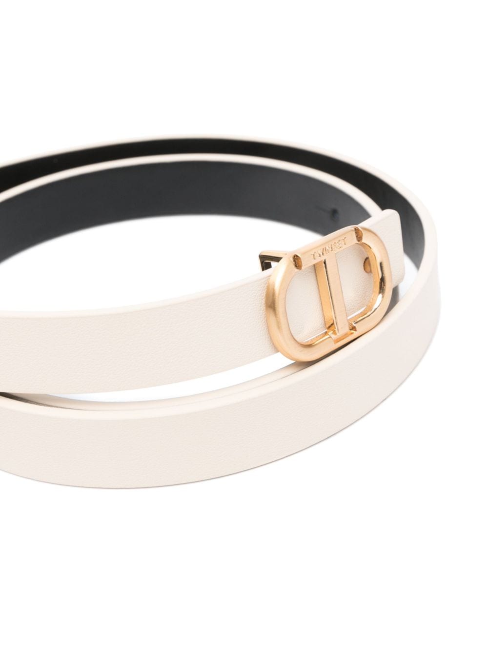 Shop Twinset Oval T Buckle Leather In Nude