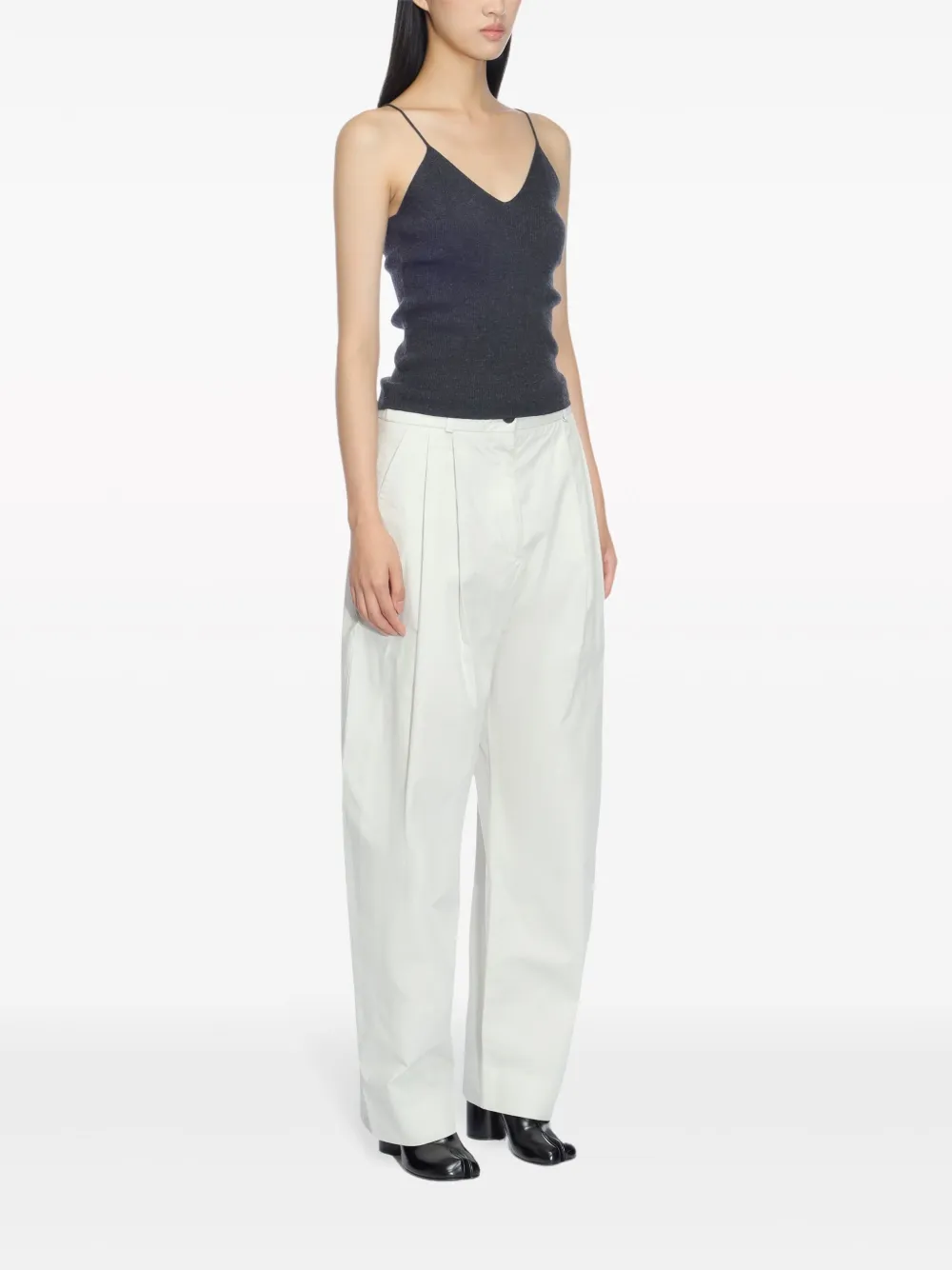 Studio Nicholson Straight broek met geplooid-detail Wit