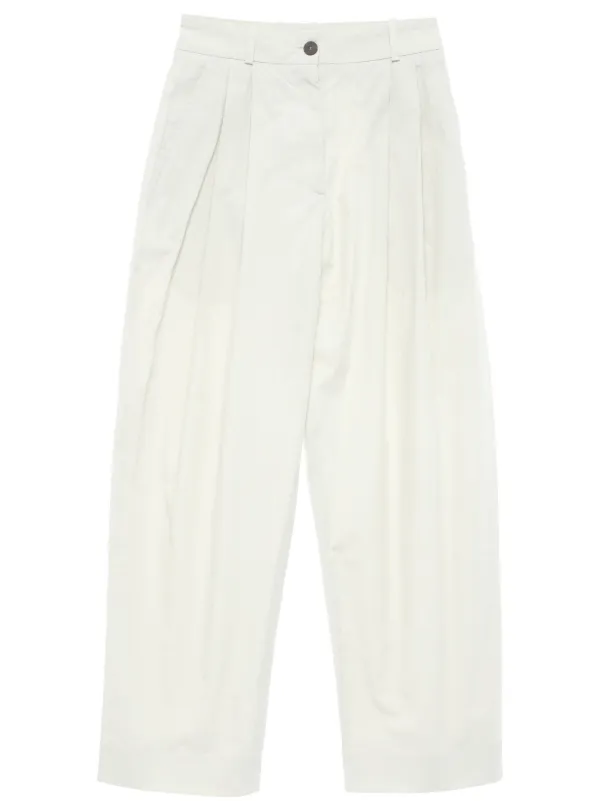 Studio Nicholson Pleat-detail Straight-leg Trousers in White