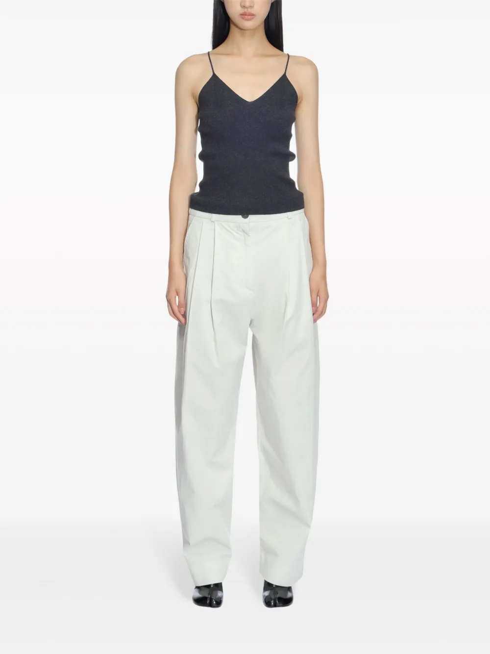 Studio Nicholson Straight broek met geplooid-detail Wit
