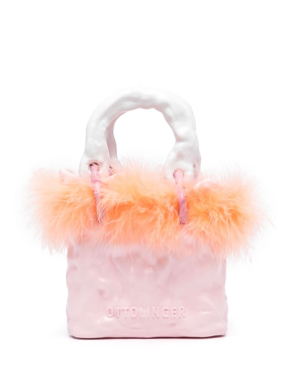 Ottolinger Signature Ceramic feather-trim tote bag - Rosa