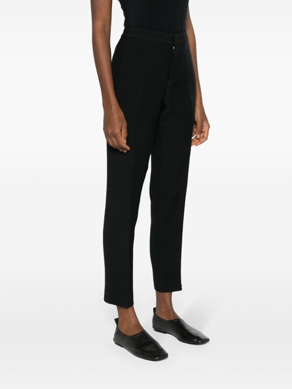 Shop Fabiana Filippi Mid-rise Slim Trousers In Black