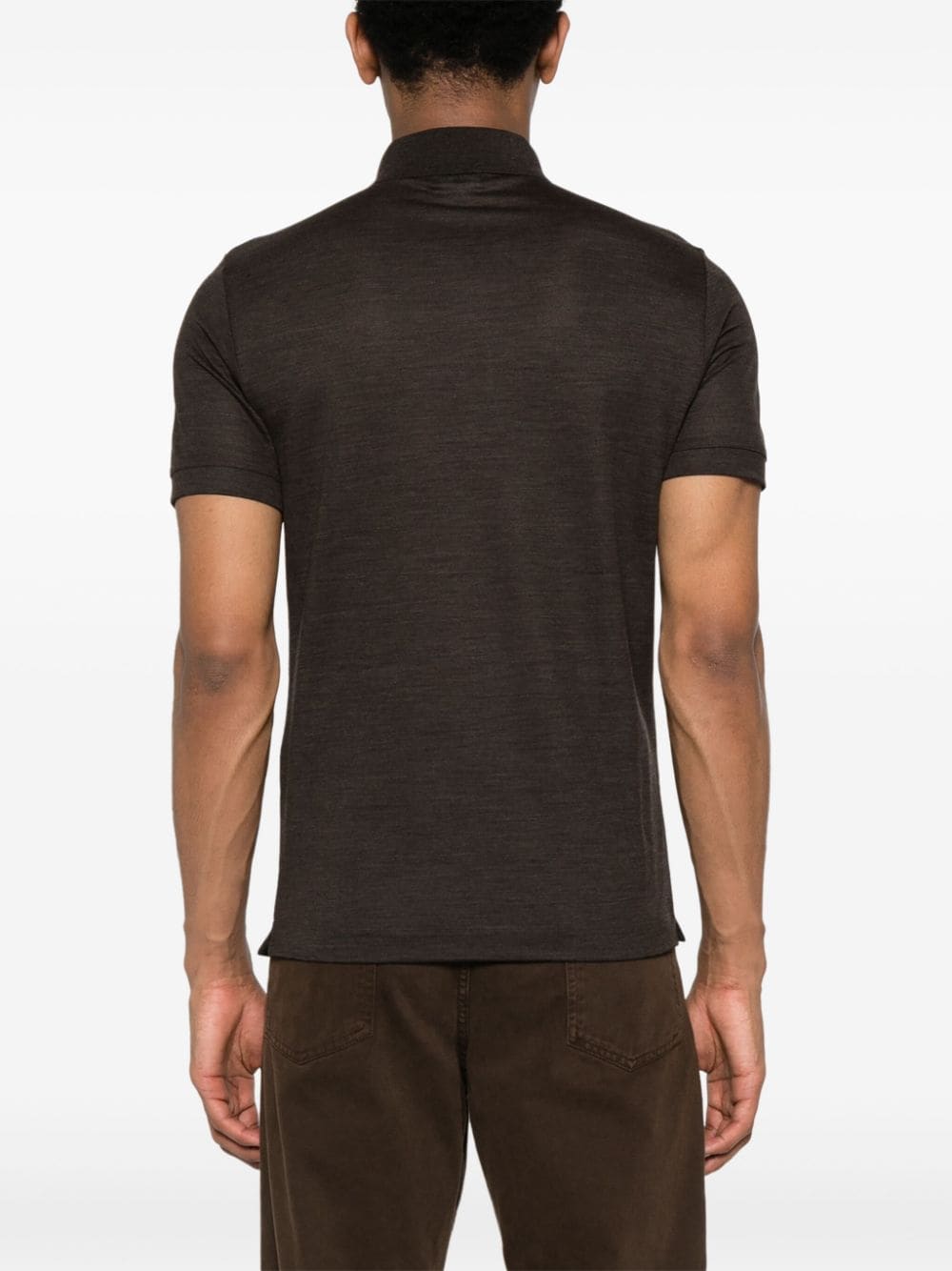 Shop Giorgio Armani Wool Polo Shirt In 褐色