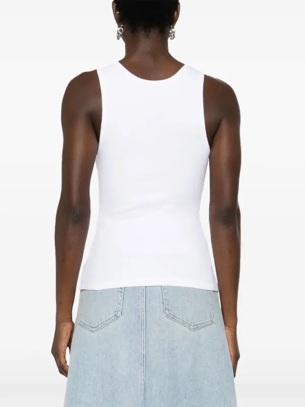 MM6 Maison Margiela numbers-motif Ribbed Tank Top | White