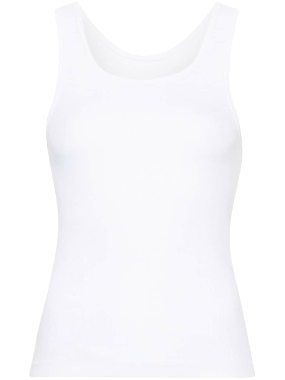 Shop Mm6 Maison Margiela Numbers-motif Ribbed Tank Top In White