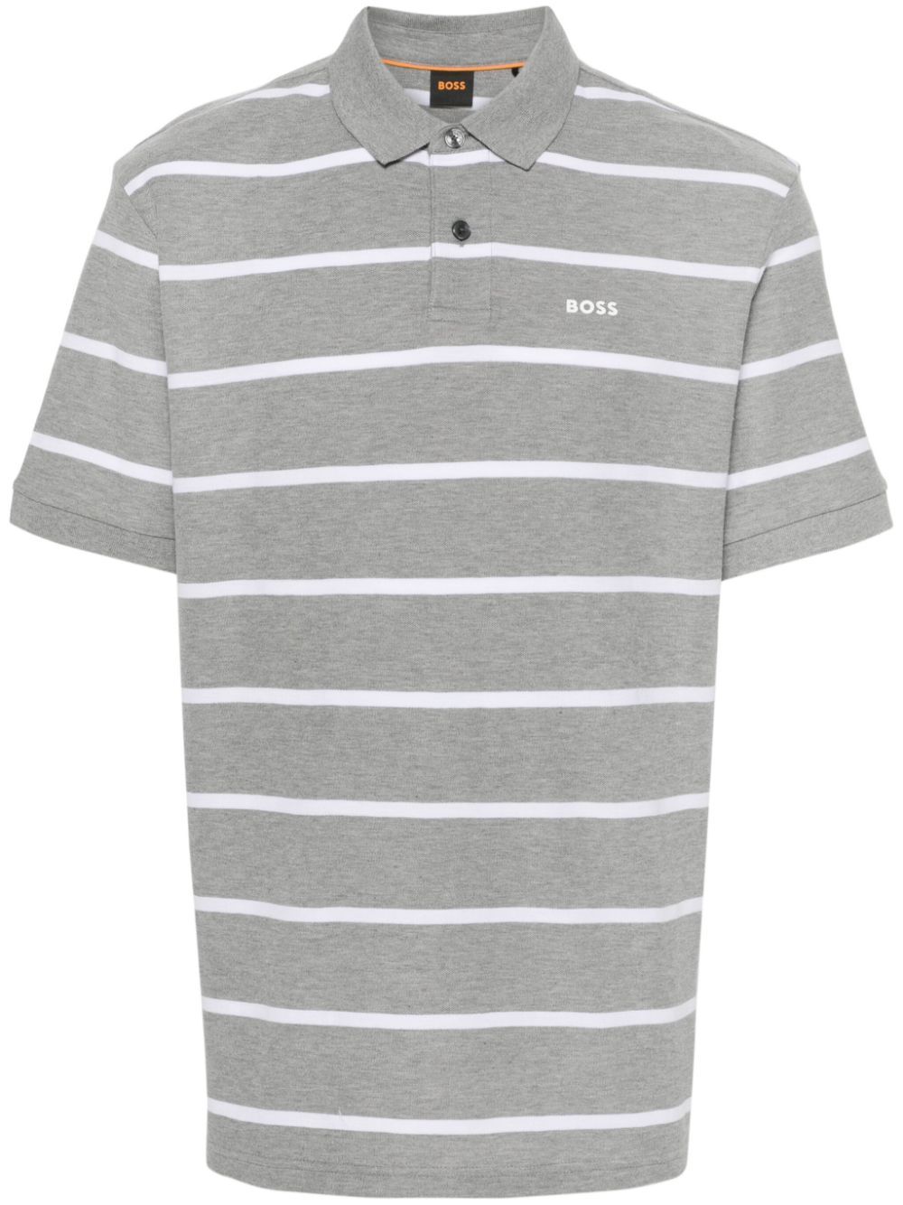 Hugo Boss Striped Polo Shirt In Grey
