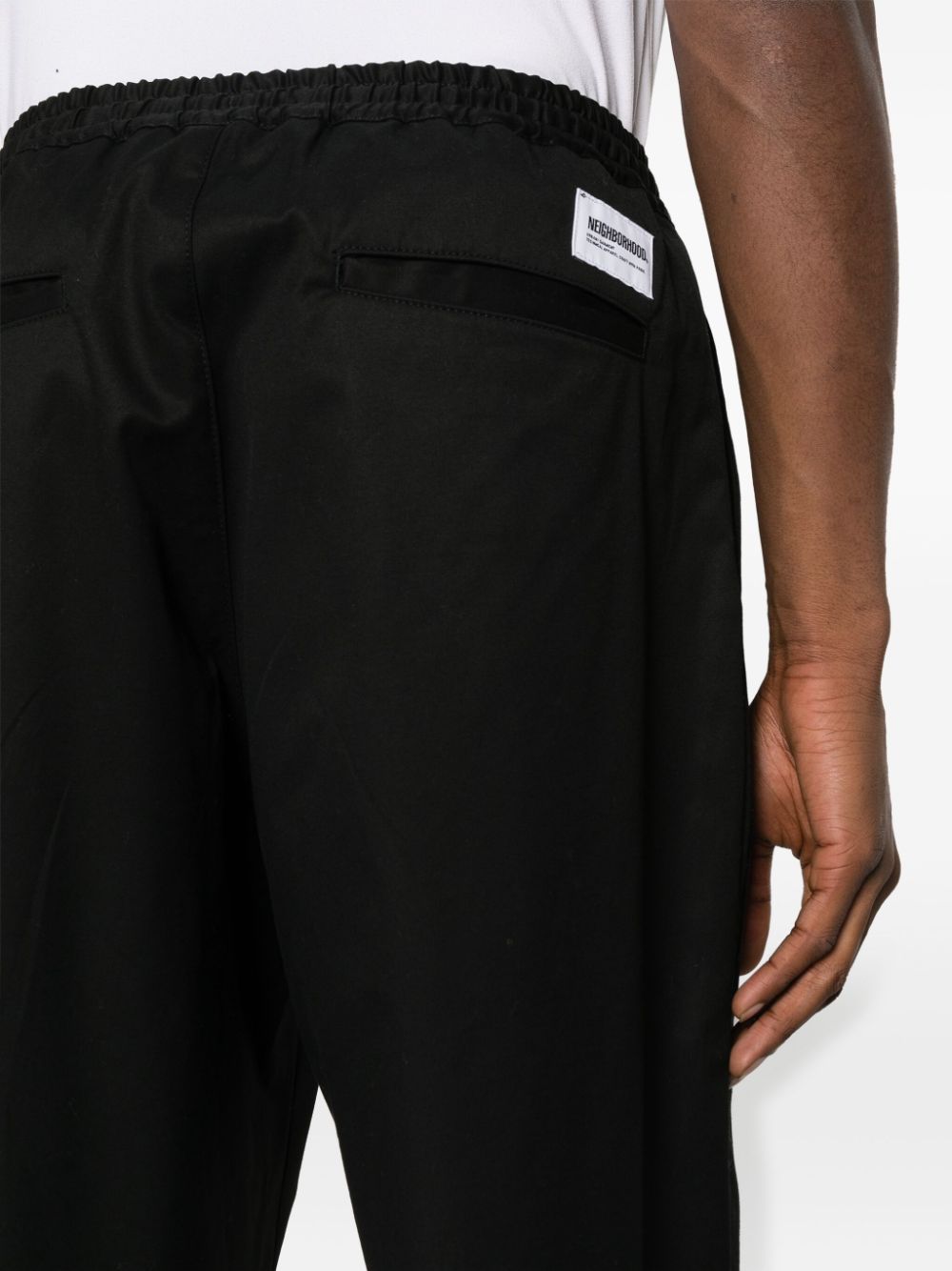 Shop Neighborhood Easy Logo-patch Trousers In Black
